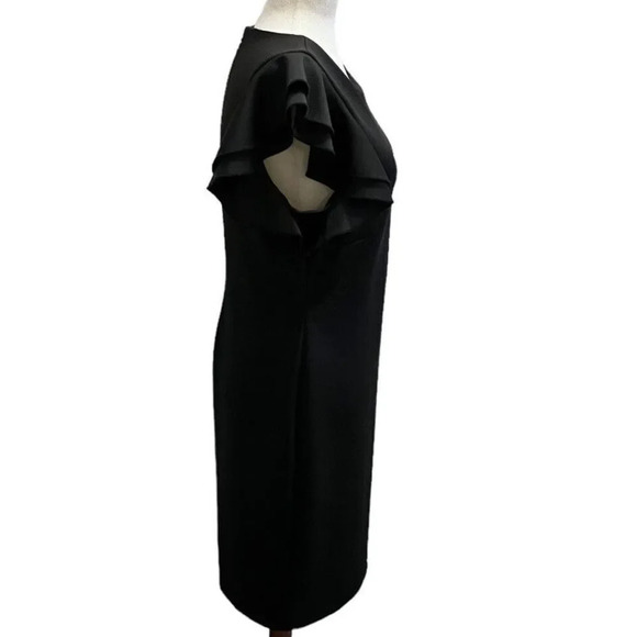 Tommy Hilfiger Scuba Crew Neck Flutter Ruffle Cap Sleeve Dress Black Size 10 - Picture 3 of 11